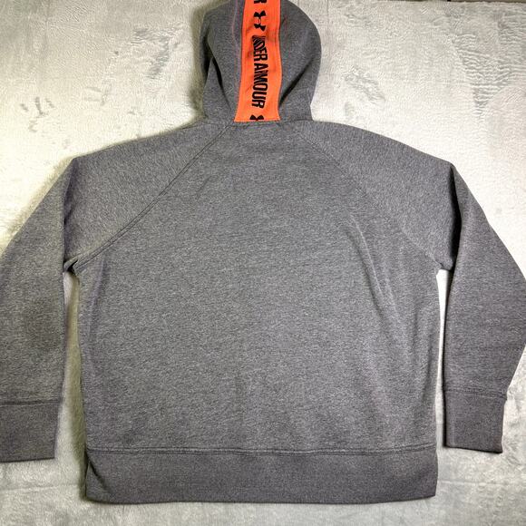 Under Armour 1/2 Zip Hoodie Men's Large Gray Florescent Pink Logo College Sporty - Picture 8 of 11